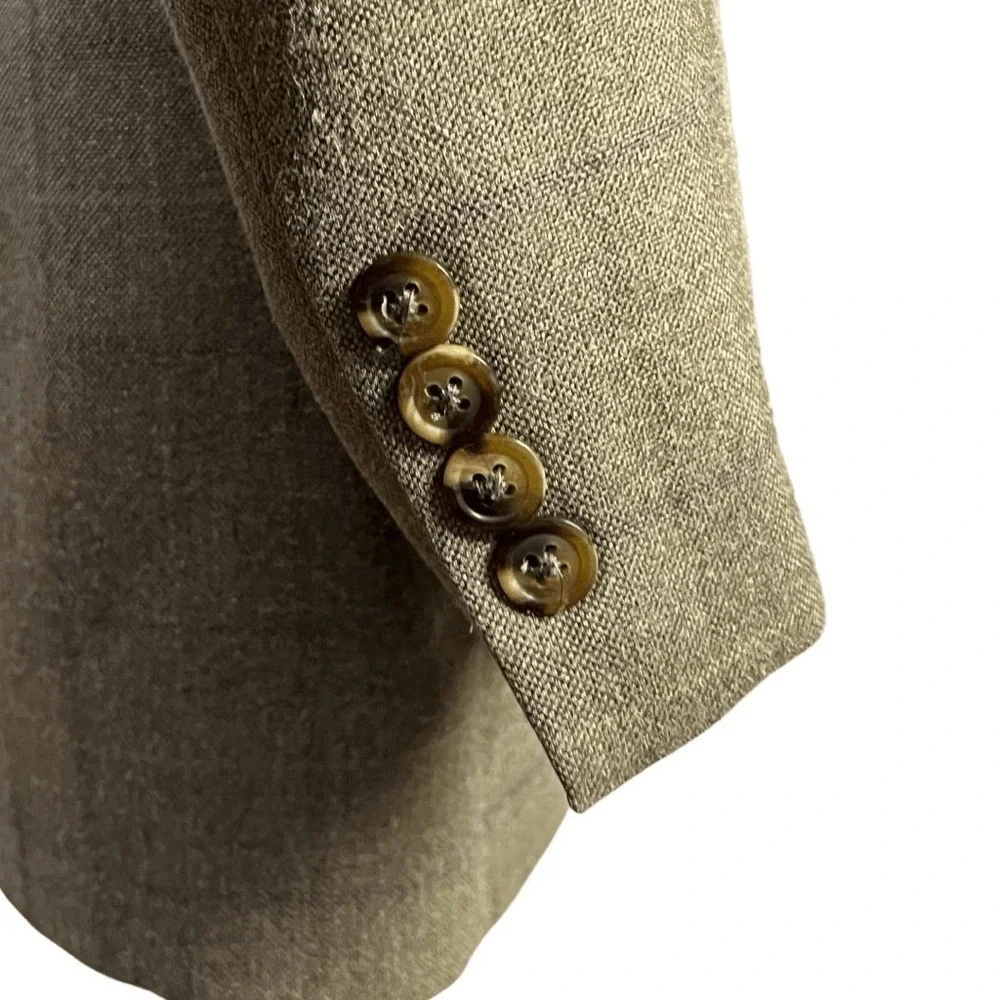 Jos A Bank Jacket Size 41R Tan 2 Button Blazer Plaid Silk Wool‎ Classic Dapper